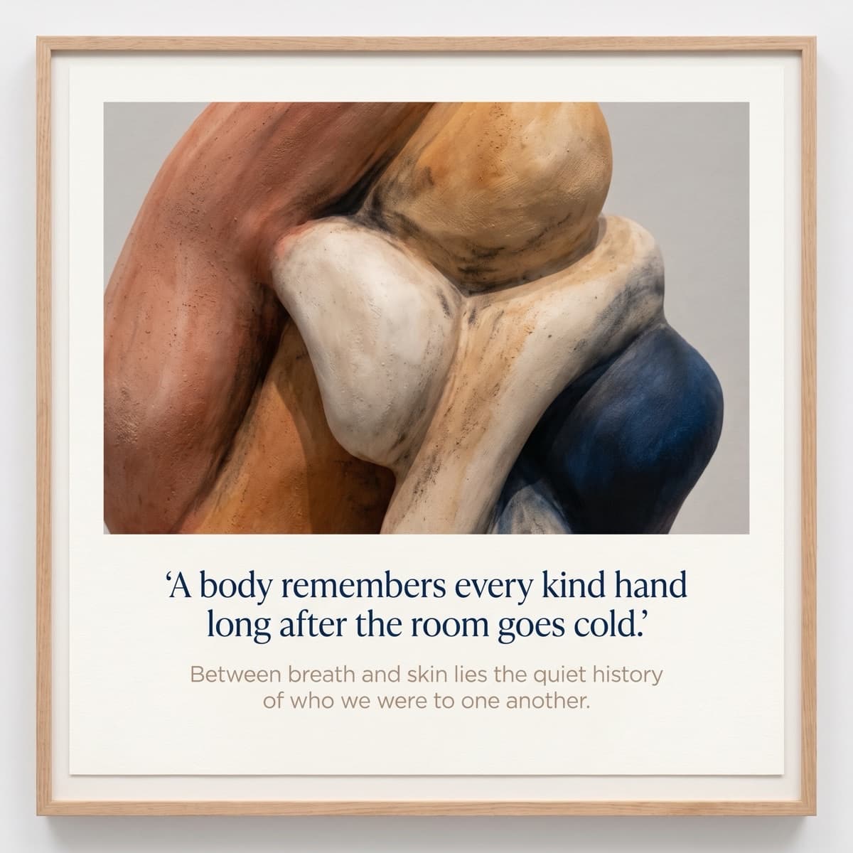 Art poster: a framed sculpture with a caption on memory